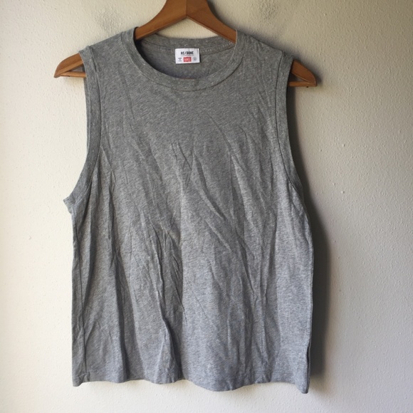 Re/Done Tops - RE/DONE Hanes Muscle Tee in Heather Grey